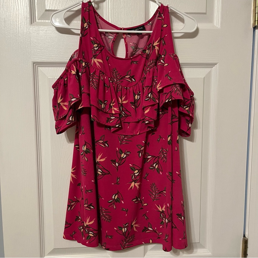 Lane Bryant pink cold shoulder top
